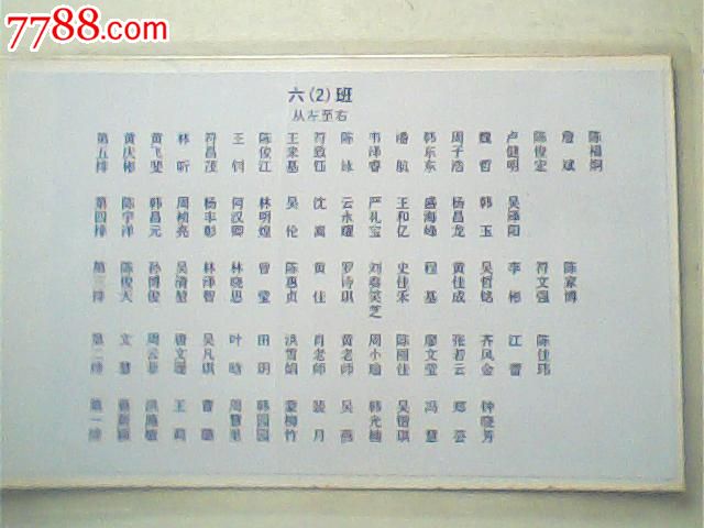 2006海口市第25小学6(2)班毕业照,背面打印名