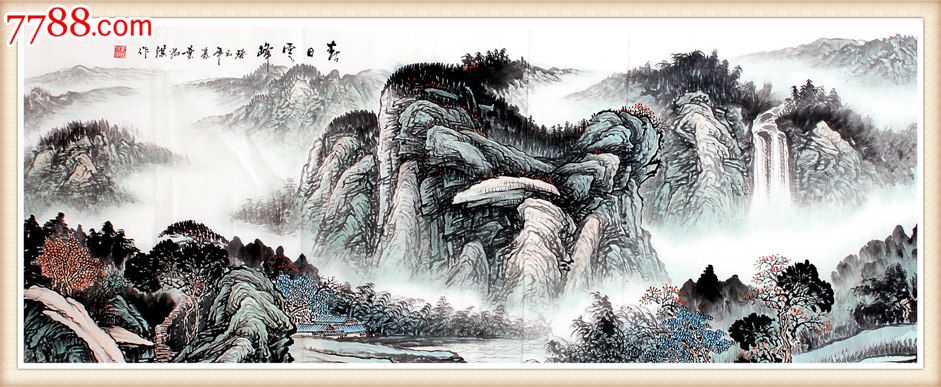 山水画春日云峰客厅六尺-山水国画原作--se18