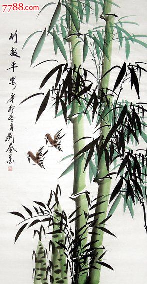 刘奎·三尺写意竹子_花鸟国画原作_泓宝斋【中国收藏热线】