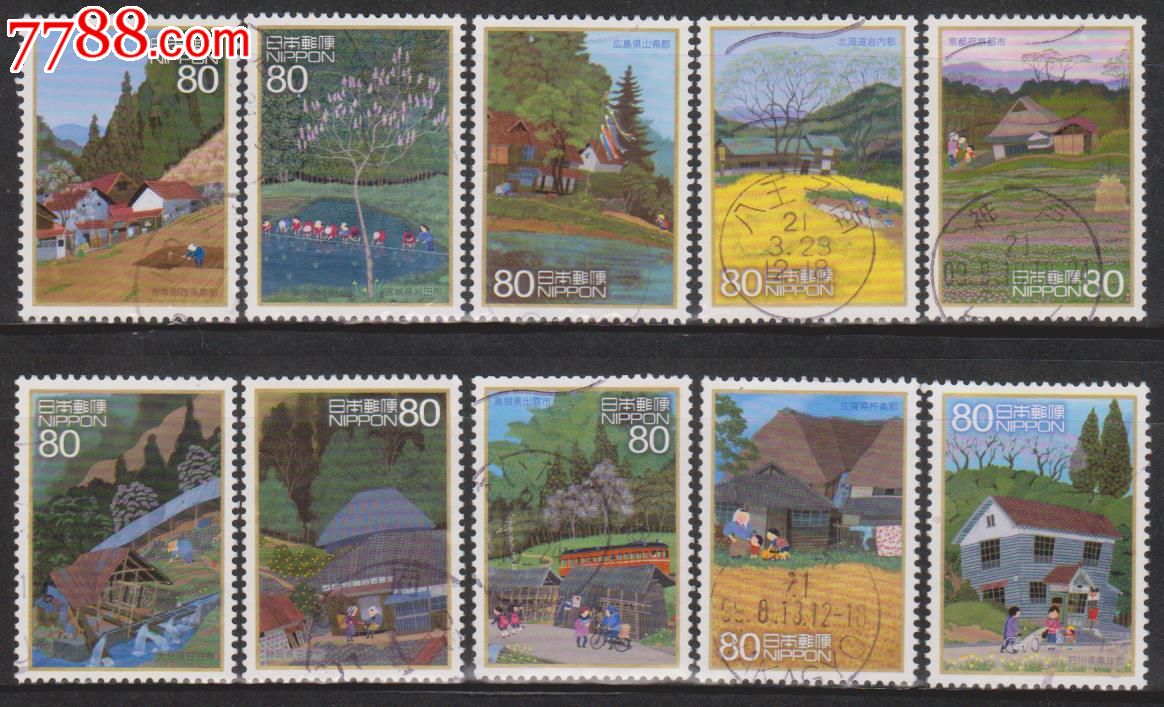 日本信销邮票心的风景第四集春的风景10全_亚洲邮票_外国信销票【中国收藏热线】