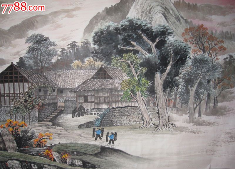小八尺山水:乡村风情-97厘米*239厘米