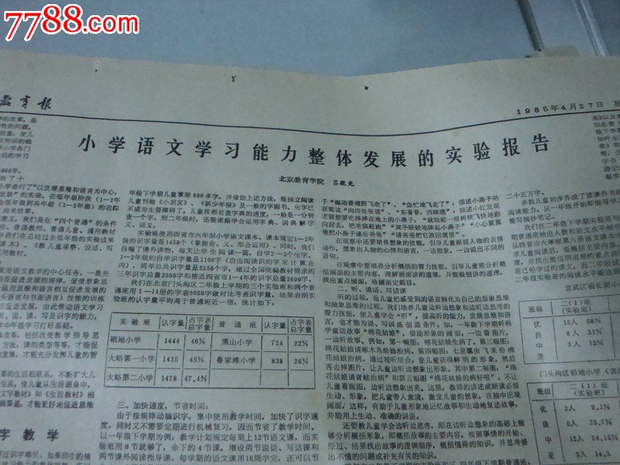 1985年4月27日《中国教育报》(第一期社会主