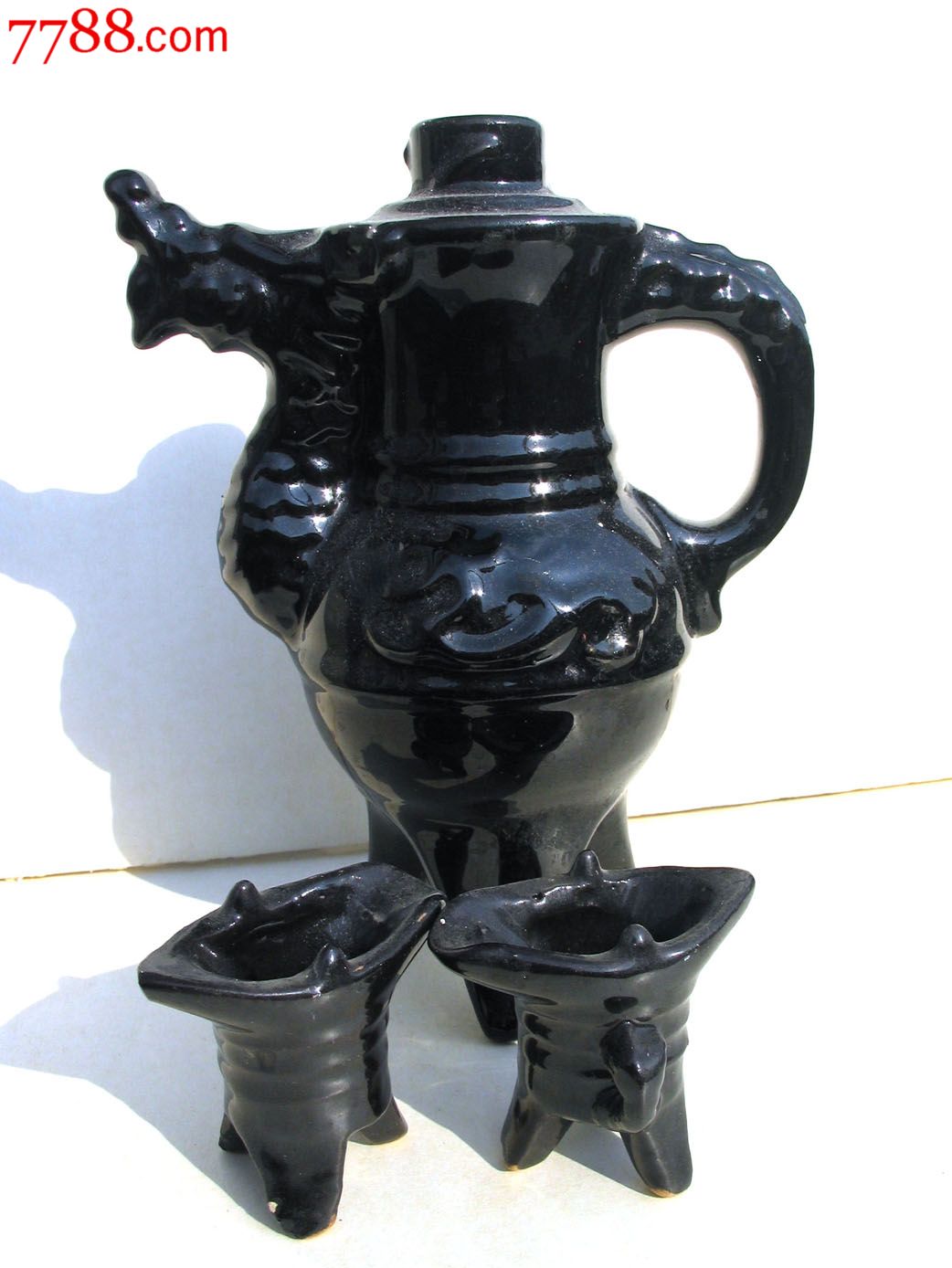 陶瓷酒瓶收藏黑釉龙头酒壶造型酒瓶