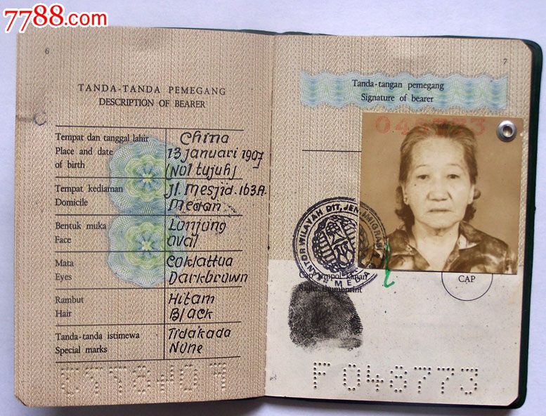 护照收藏-1981年印尼棉兰护照(有印花税票)-价