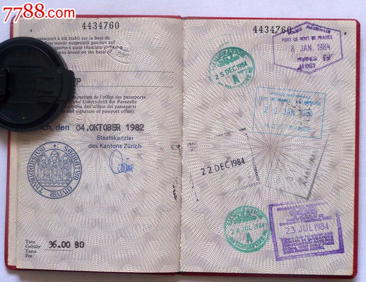 护照收藏—82年签发瑞士护照