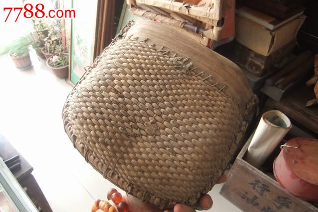 民俗。一只清代高粱秸编的小簸簯!_其他农具_