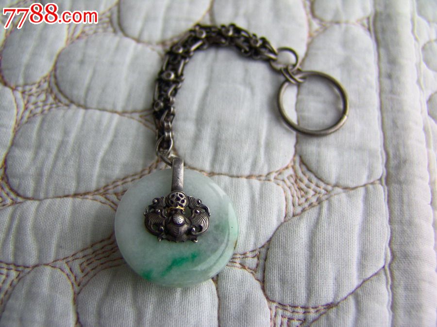 清代翡翠平安扣银挂件-价格:1200元-se207730