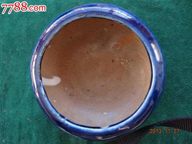 元代蓝釉三足炉_蓝釉瓷_求索阁