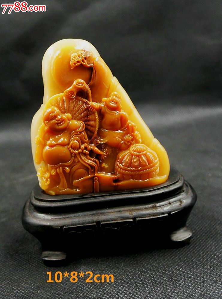 山芙蓉石摆件童子戏弥勒_寿山石_仙仙乐淘杂