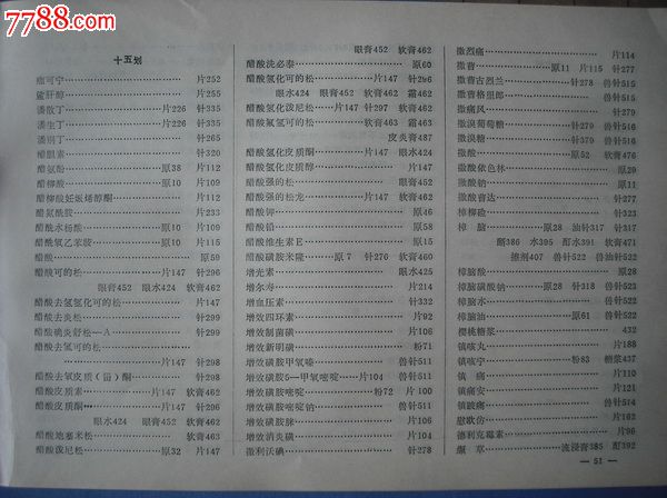 80年代药品统一销售价格目录_医书\/药书_乡村