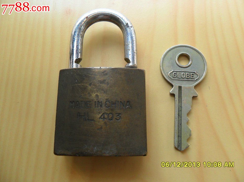 GLOBE【地球】牌老铜锁【带原配GLOBE钥匙1把】_铜锁\/铜钥匙_藏海阁【中国收藏热线】