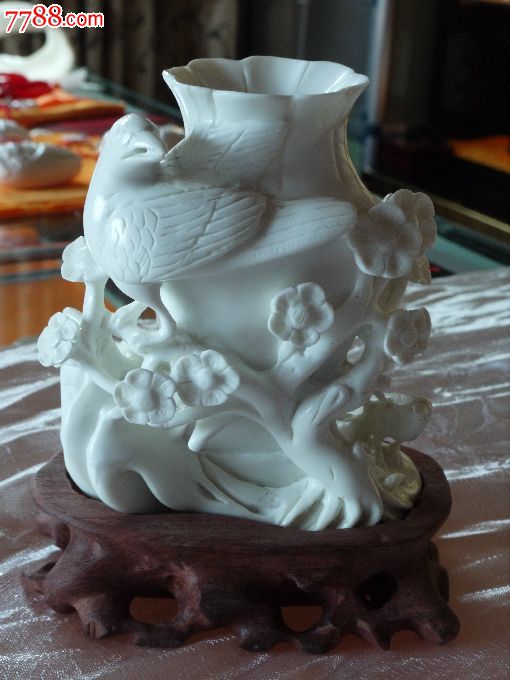 西藏象牙玉喜上眉梢花瓶-其他玉石\/玉器--se21166548-零售-七七八八玉器收藏