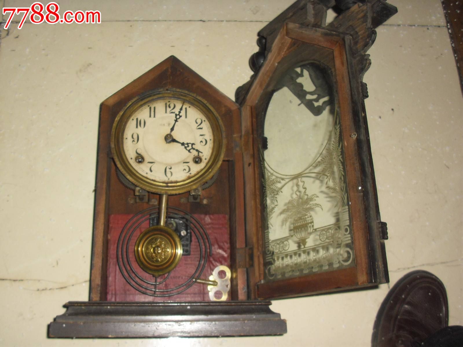 漂亮的老钟表,挂钟,机械,民国,其他品牌,中国内地,木质,se21705259,零售,七七八八挂钟收藏
