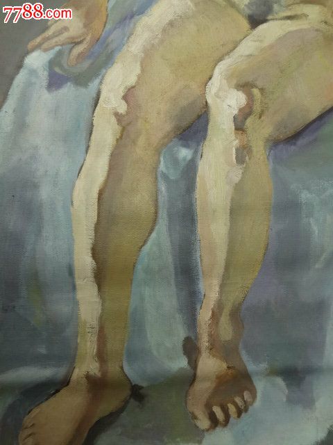 裸体艺术老油画原作,用色超好,有画家签名,115*85cm