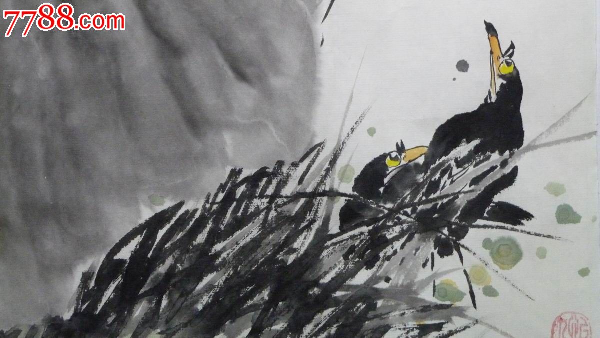 中国画写意花鸟画《江南荷韵》