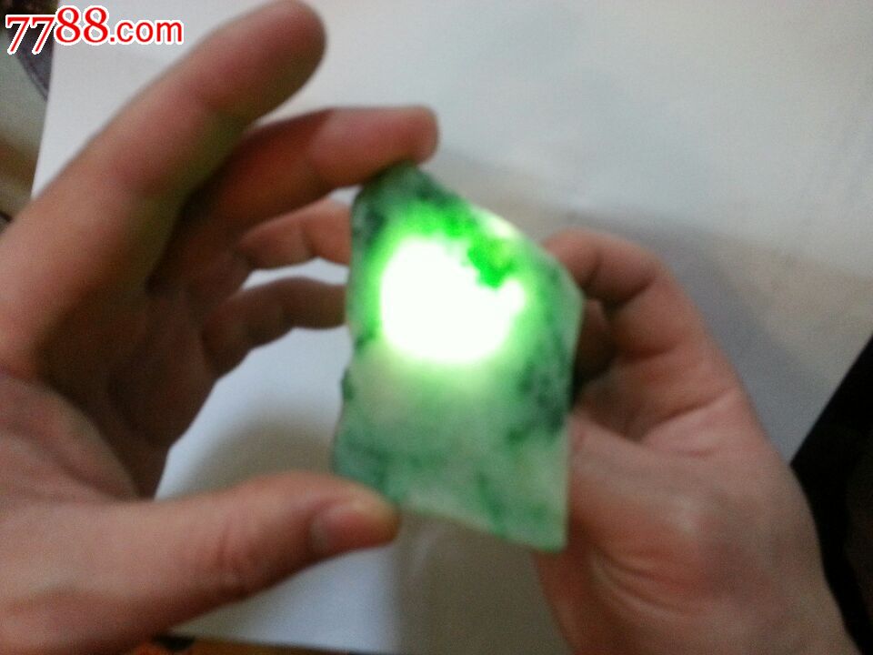 翡翠明料，色好水头足,翡翠\/缅甸玉,近现代,花青种,绿色,赌石\/毛料,无图案,A货,se21994957,零售,七七八八翡翠收藏