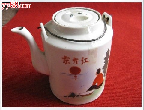 怀旧收藏六七十年代老茶壶东方红瓷壶60年代