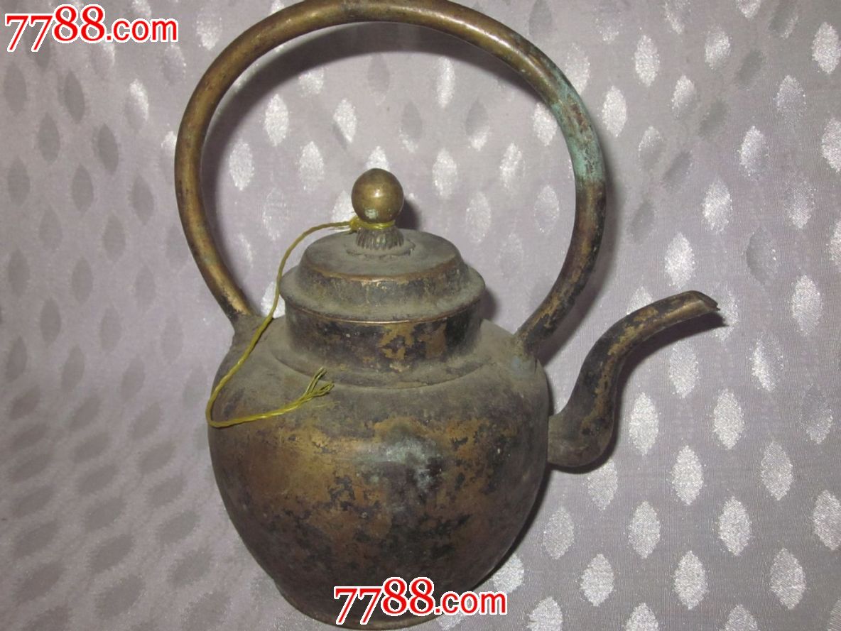 老铜壶,铜壶/铜瓶,其他铜壶/瓶,年代不详,黄铜,素面【收藏古玩中心】