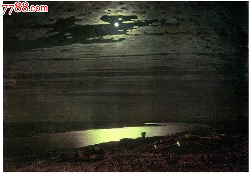 名画欣赏100幅,第聂伯河上的月夜库因芝俄国1880年麻布油画