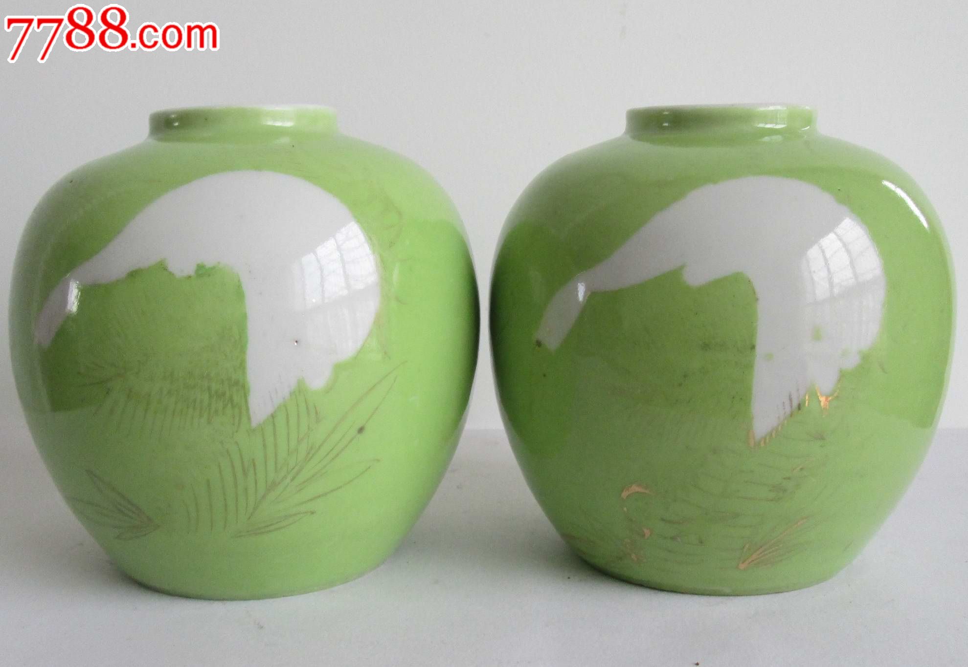 全品,极少的晚清民国王新茂造粉苹果绿底留白