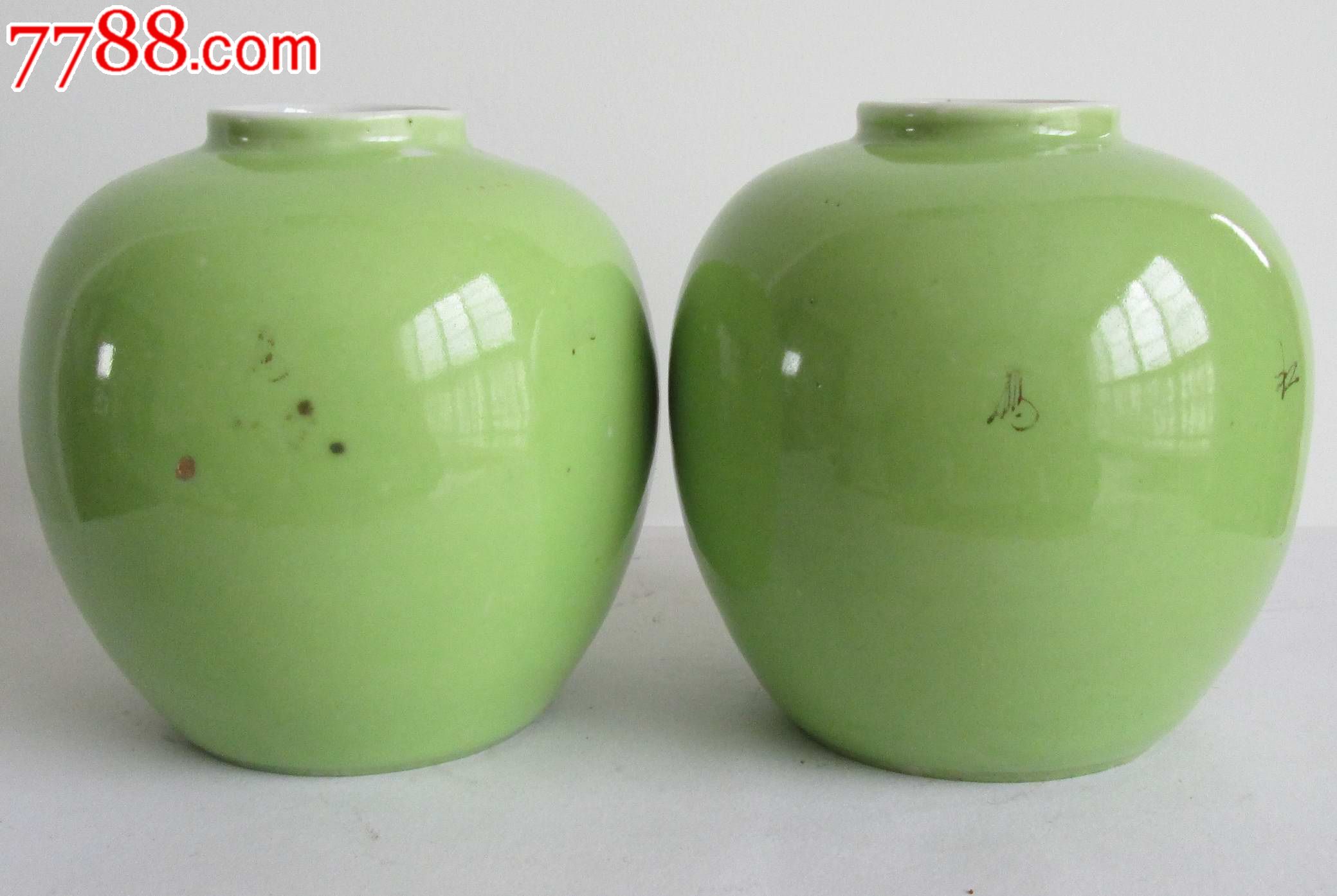 全品,极少的晚清民国王新茂造粉苹果绿底留白