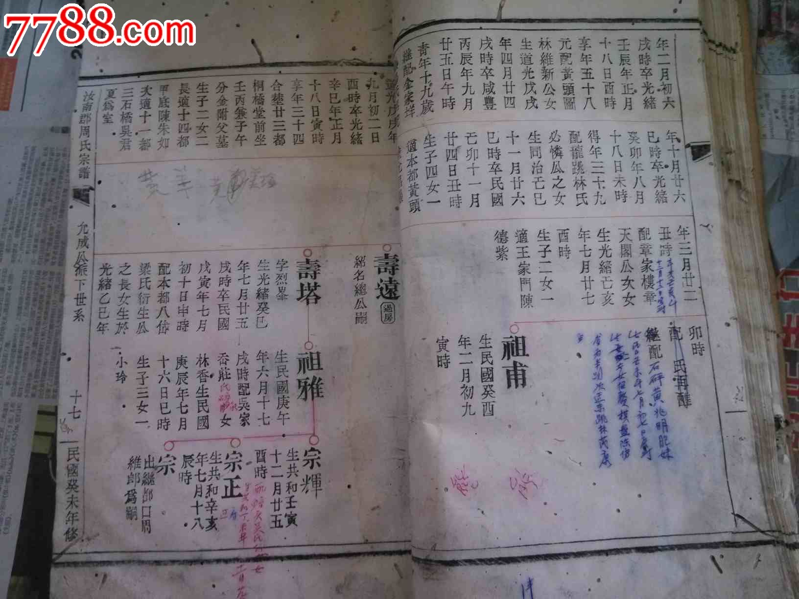 浙江温州平阳汝南周氏宗谱