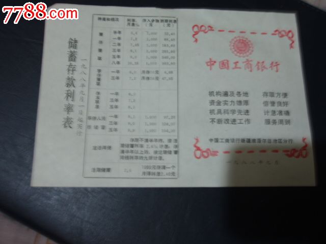 中国工商银行储蓄存款利率表-价格:2元-se236