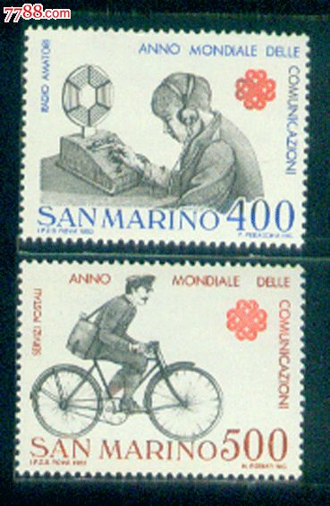 圣马力诺1983年国际通信年,电报员和邮递员2