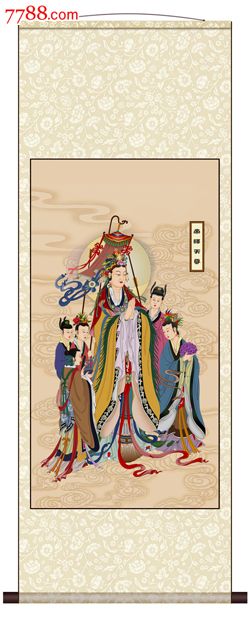 佛教慈云禅林正品手绘水陆画二十四天之帝释天尊画像