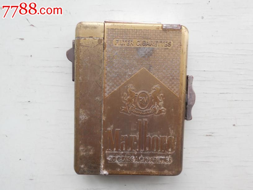 铜烟盒打火机,烟标\/烟盒,其他烟草收藏品,年代不