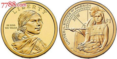 品特价】全新萨卡加维纪念币2014年版美国1美