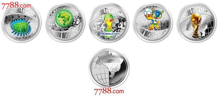 2014年巴西FIFA世界杯纪念银章(套装)5枚,100
