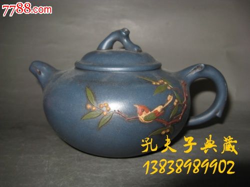 蓝宝石民国绿老紫砂壶泥绘全手工情趣图正品范文豪紫砂壶