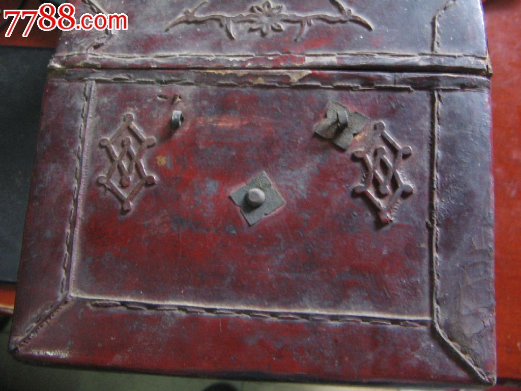 民国老皮箱压花描金品好
