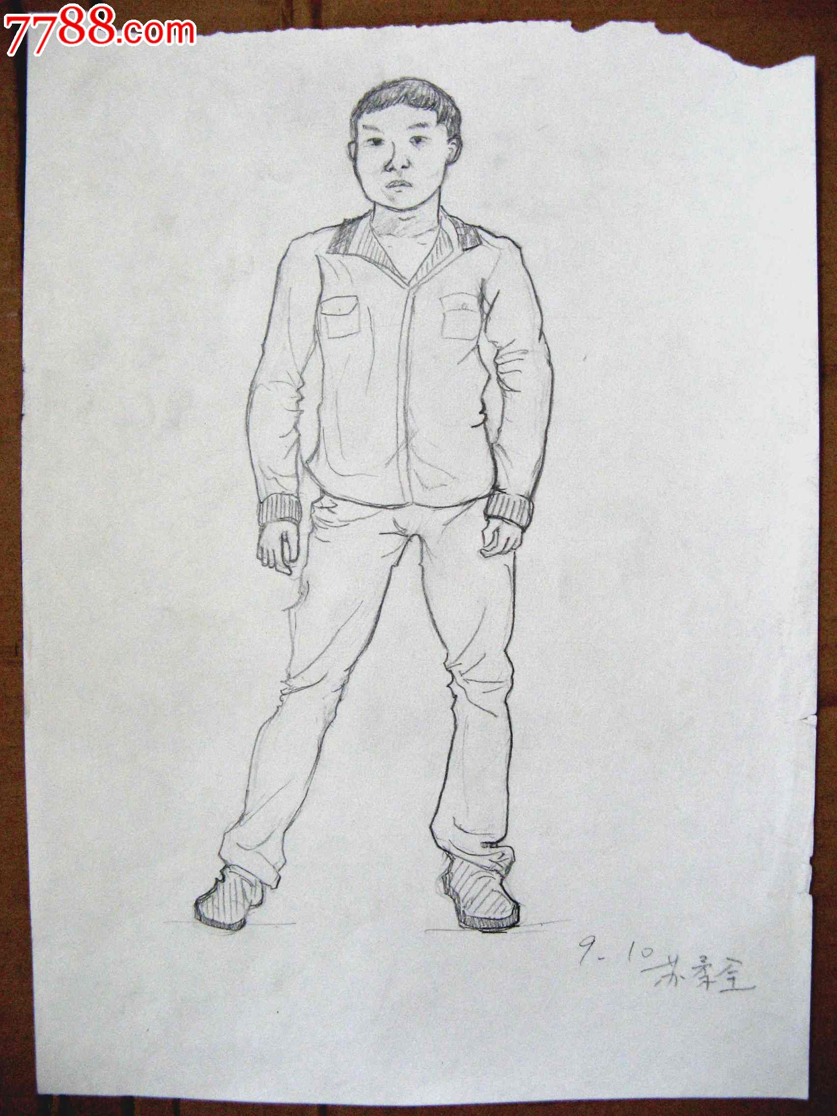 素描人物画2幅:运动的男生
