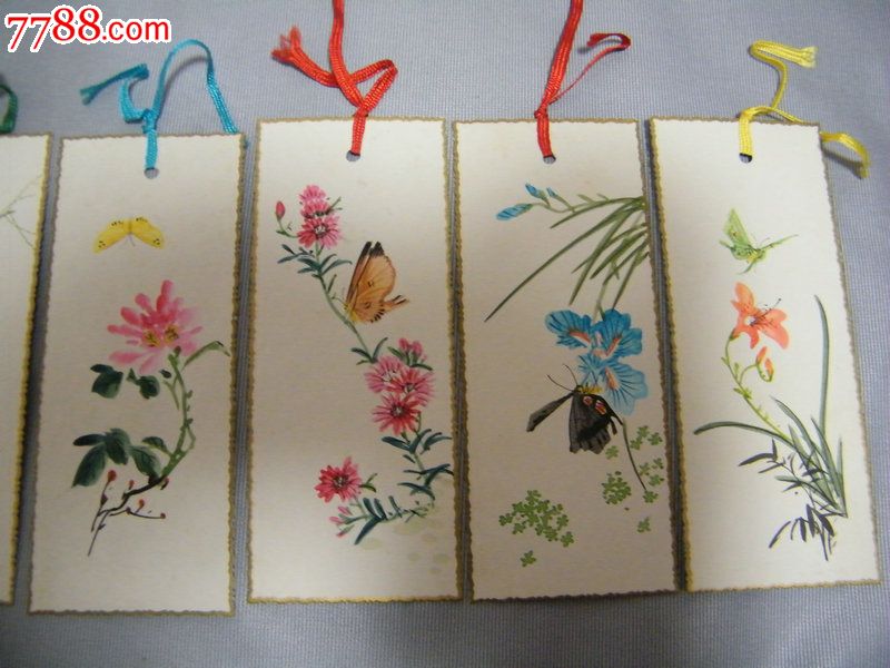蝴蝶书签一套(少见,好品,精美),书签\/藏书票,书签\/书花,动物,八十年代(20世纪),平面书签,北京,硬纸,长方形,套件,se24415153,零售,七七八八书签收藏