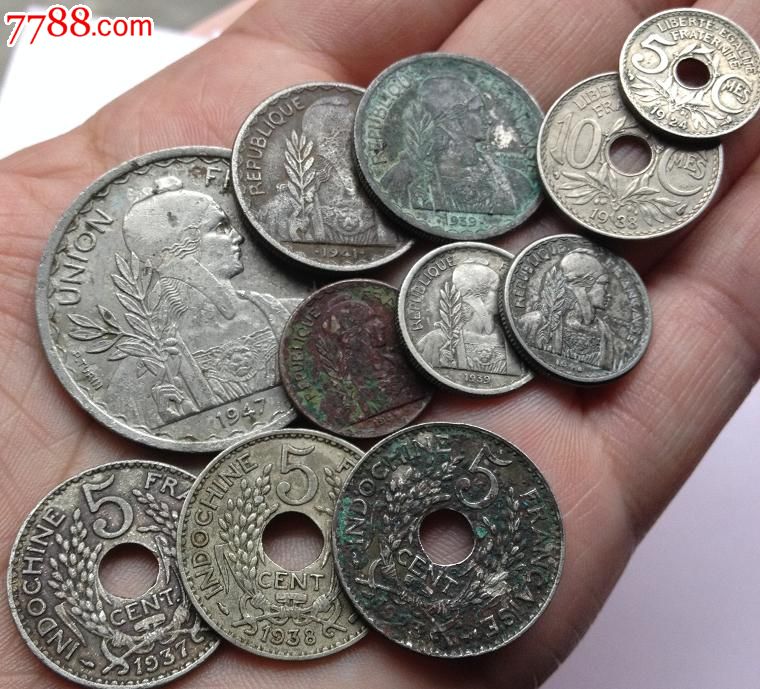 法属殖民地11枚年份都不同,国家不详-- 国家不