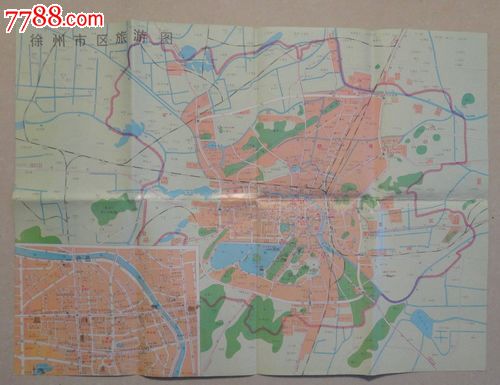 8011旧地图收藏--徐州交通旅游图--品相一般(1