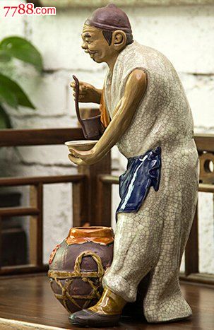 彩瓷陶瓷人物塑像摆件工艺品卖酒佬35cm-价格:300元-se24740183-雕塑瓷\/瓷雕-零售-中国收藏热线