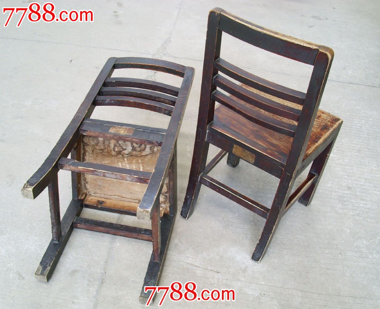老实木家具56年香樟木靠背椅一对古玩杂项收藏老木器制品