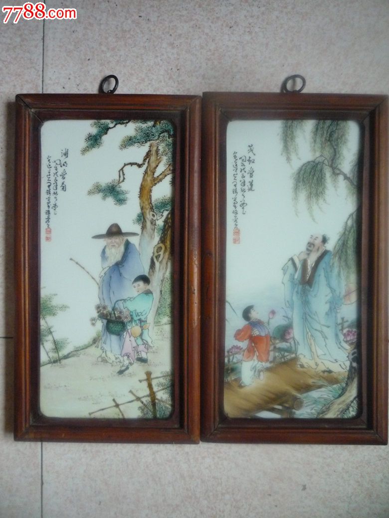 王琦瓷板画四爱图照片