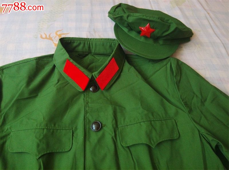 全新65式的确良军装一套戴帽子领章五星腰带
