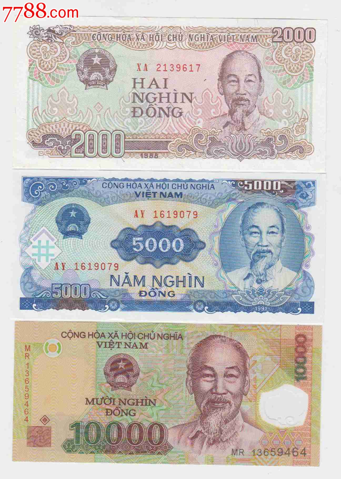 越南流通纸币一套-se24919295-7788外国钱币