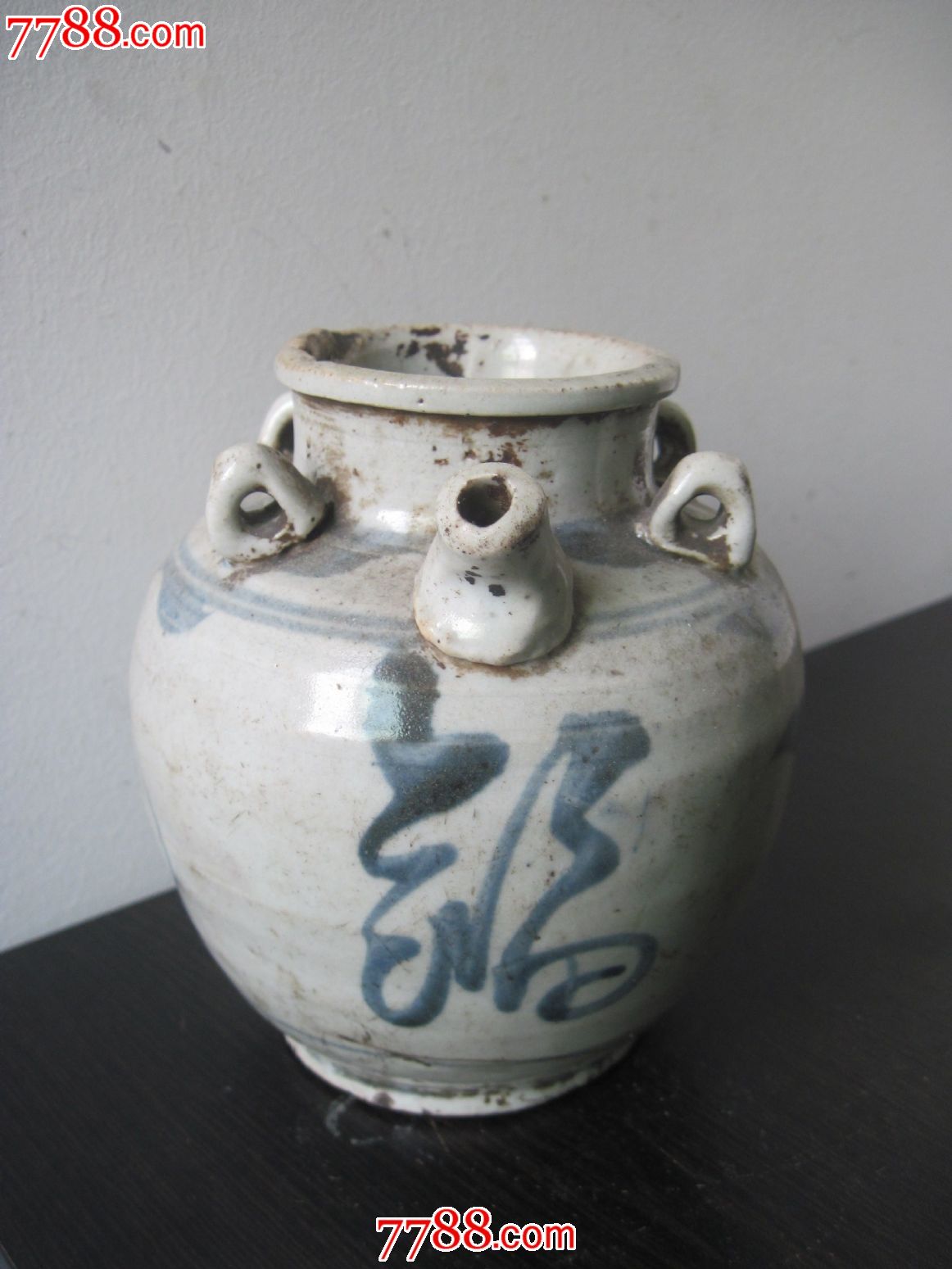 明代青花瓷四系油罐青花罐包邮
