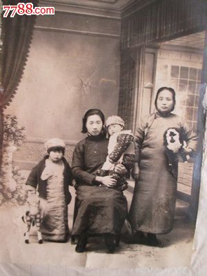 清末民国老照片5照相馆家庭合影14*10cm品自定,低价清货