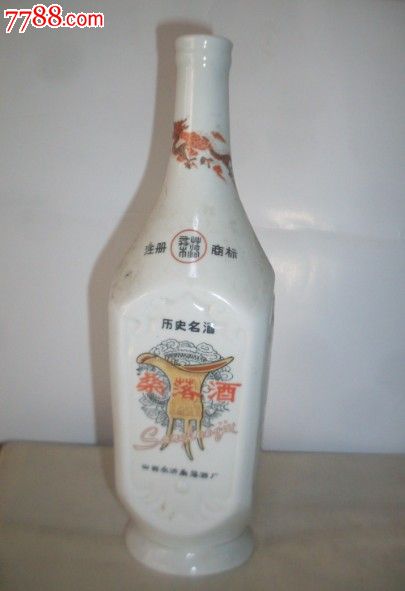 早期少见山西桑落酒方形老酒瓶(酒瓶收藏,酒器酒标酒版收藏)