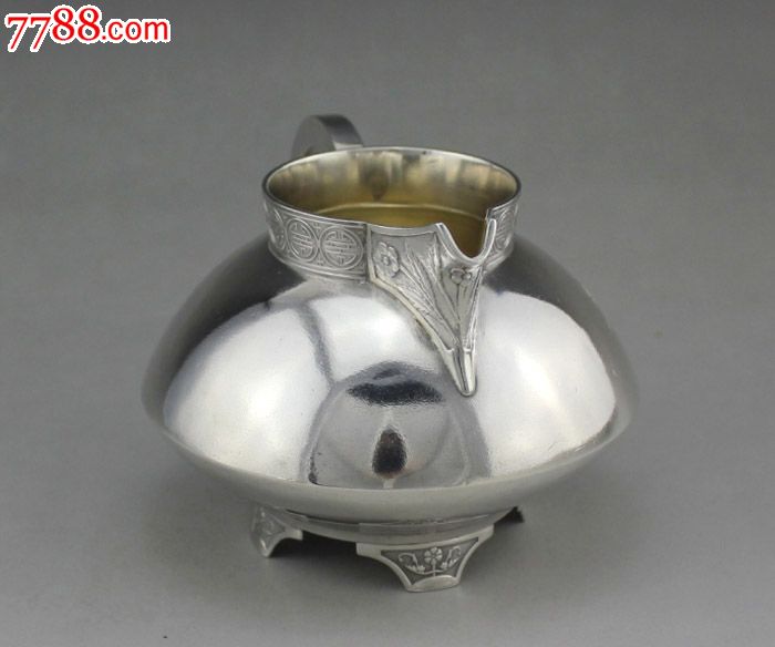 1873年美国gorham中西合璧风格纯银公道杯,西洋古董银器