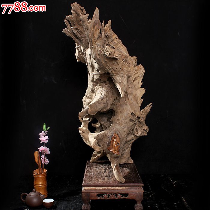 宜居品阁根艺根雕奇石沥青自然件缅甸黄天然朽a根艺梨木砂浆图片