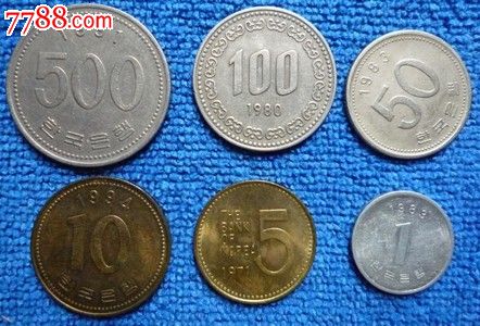 韩国硬币6枚,亚洲钱币-->东亚,外国钱币,普通币\/钞,韩国,普通金属币,其他图案,圆形,成套,se17525814,零售,中国收藏热线