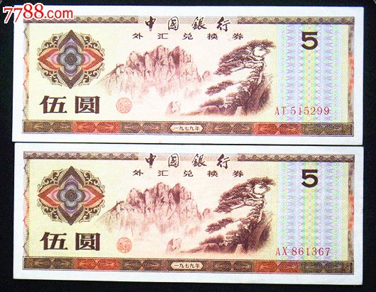 外汇兑换券5元2张_人民币_九洲廊